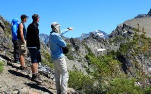 Learning about the glacial history of the trailless East Fork of the Cameron Valley.